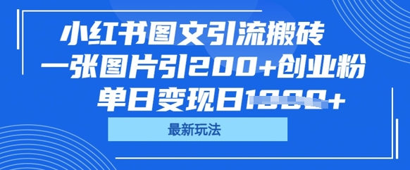小红书图文引流搬砖,一张图片引200+创业粉,单日变现日数张-青年云网创—高质量项目商城