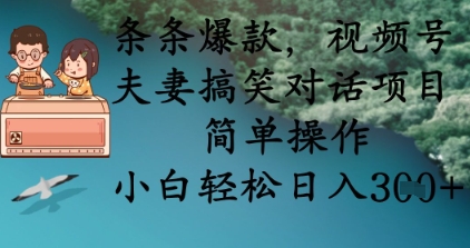 条条爆款,视频号夫妻搞笑对话项目,简单操作,小白轻松日入3张+-青年云网创—高质量项目商城